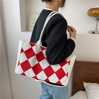 Argyle Color Block Canvas Bag