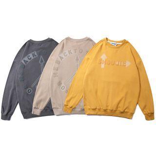 Letter Print Crewneck Long-sleeve Pullover