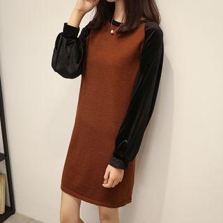Velvet Sleeve Knit Dress