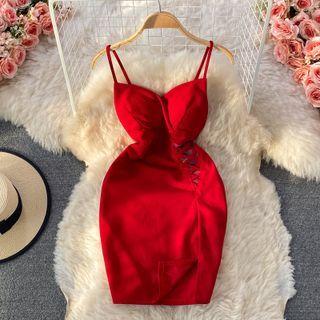 Plain Keyhole Sleeveless Bodycon Dress