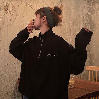 Embroidered Collared Long-sleeve T-shirt