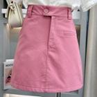 High Waist Mini A-line Skirt / Short-sleeve Blouse