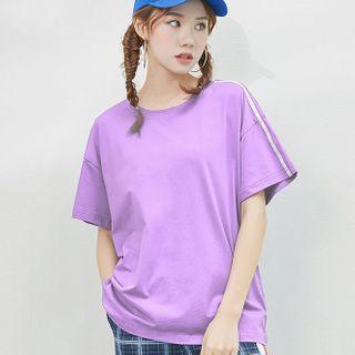 Short-sleeve Contrast Piped T-shirt