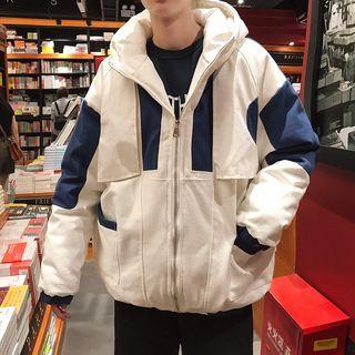 Couple Matching Two-tone Hooded Padded Coat