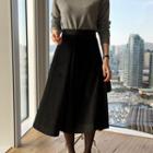 Faux-suede Flare Midi Skirt