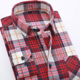 Long-sleeve Flannel Plaid Shirt