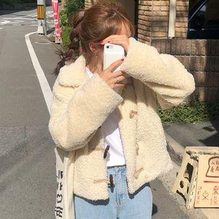 Toggle-button Fleece Jacket Almond - One Size