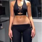 Set: Lace Up Cropped Halter Top + Boot-cut Pants