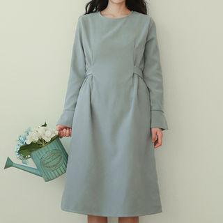 Self-tie A-line Midi Dress Blue - One Size
