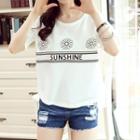 Short-sleeved Flower Print T-shirt