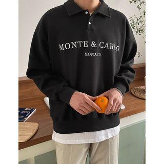 Letter-embroidered Polo Sweatshirt