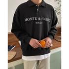Letter-embroidered Polo Sweatshirt