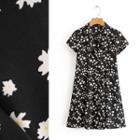 Floral Short-sleeve Collared A-line Dress