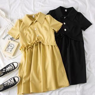 Ruffled-trim Plain Polo Dress