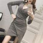 Long-sleeve Wrap Minidress