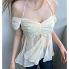 Puff-sleeve Off-shoulder Halter Neck Top