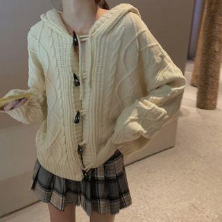 Duffle Cardigan / Plaid A-line Skirt