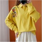 Long-sleeve Embroidered Shirt Yellow - One Size