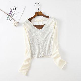 Set: Off-shoulder Knit Sweater + Camisole Top