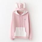 Heart Embroidered Rabbit-ear Hoodie