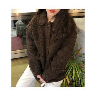 Flap-pocket Buttoned Fleece Jacket
