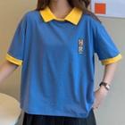 Two-tone Collared Short-sleeve T-shirt