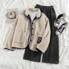 Reversible Fleece-lined Button Jacket / Wide Leg Pants