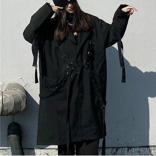Open-collar Shirt Jacket Black - One Size