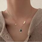 Moon & Star Pendant Alloy Necklace Gold - One Size