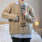 Twist Knit Sweater Khaki - One Size