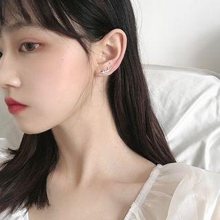 Antler Ear Stud 1 Pair - Silver - One Size