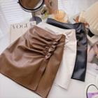 High-waist Faux-leather Skirt