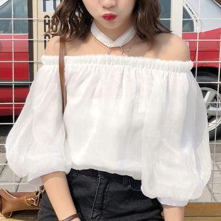 Puff Sleeve Off-shoulder Halter Top
