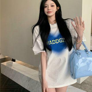 Short-sleeve Heart Print T-shirt Heart Print - White - One Size