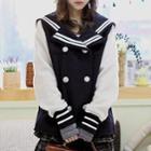 Sailor-collar Double-breasted Coat