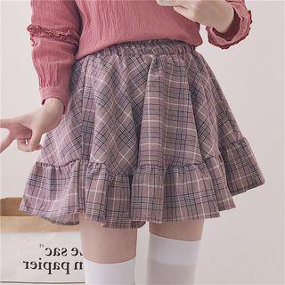 Gingham Mini A-line Skirt