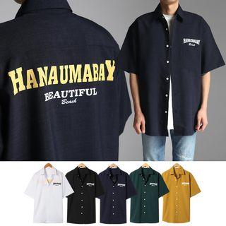 Hanaumabay Beach Print Short-sleeve Shirt