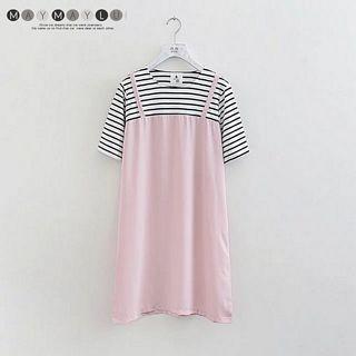 Mock Two-pieces T-shirt Dress