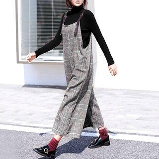Plaid Cropped Wide-leg Jumper Pants