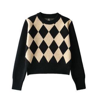 Argyle Sweater Argyle - Black & Almond - One Size
