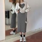 Heart Print Sweatshirt / Print Midi Pencil Skirt