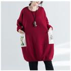 Long-sleeve Applique Loose-fit Dress