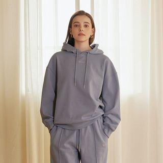 Drop-shoulder Letter Embroidery Hoodie