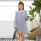Lace-up Plaid Long-sleeve Dress