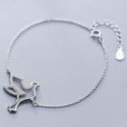 925 Sterling Silver Rhinestone Bird Bracelet S925 Silver - Silver - One Size