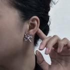 Bow Heart Rhinestone Alloy Earring