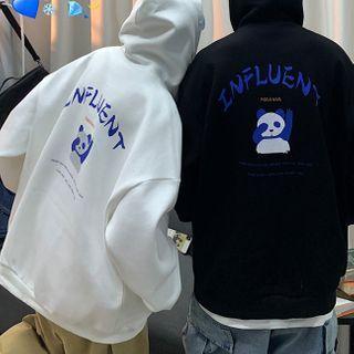 Cartoon Panda Print Zip-up Hoodie