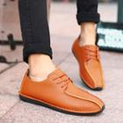 Faux Leather Lace Up Casual Shoes