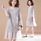 Mesh Underlay A-line Lace Dress