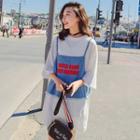 Set: 3/4-sleeve Mini T-shirt Dress + Spaghetti Strap Denim Top